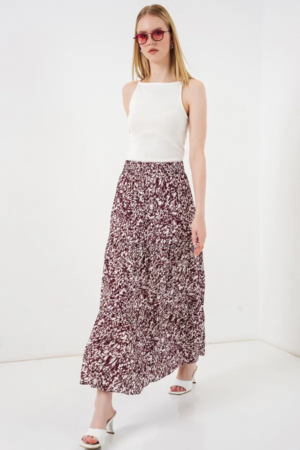 1898 Desenli Uzun Etek - A.Bordo