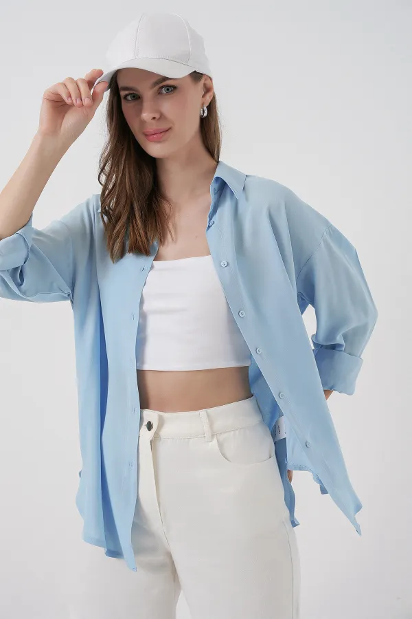 Chemise en viscose 3785 - Bleu clair