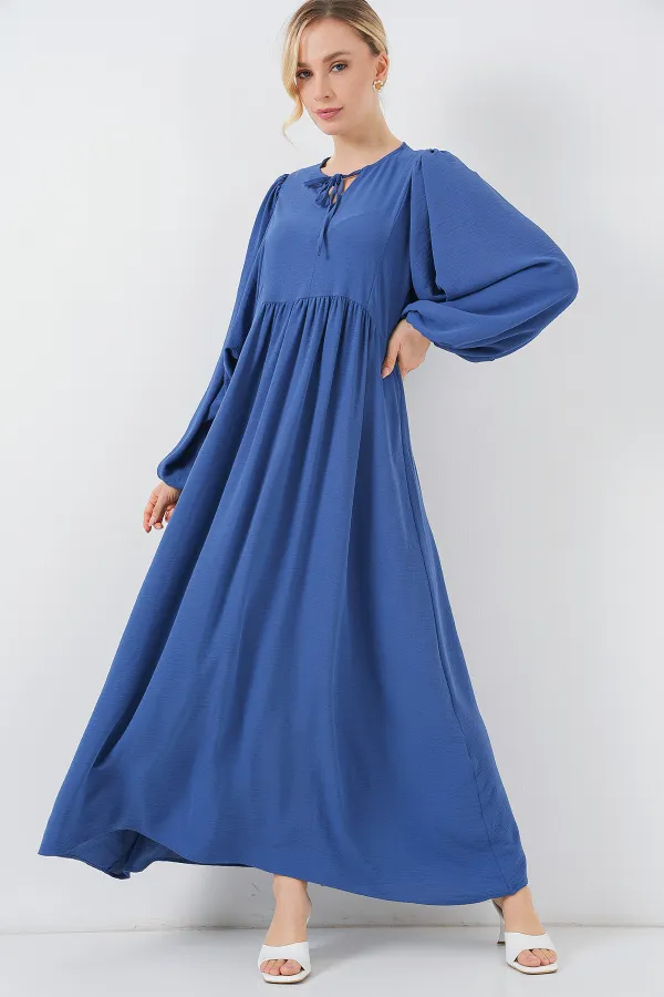 Women's Balloon Sleeve Long Hijab Dress 2464 - Saks