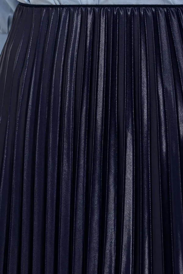 Jupe plissée aspect cuir 8009 - Bleu marine