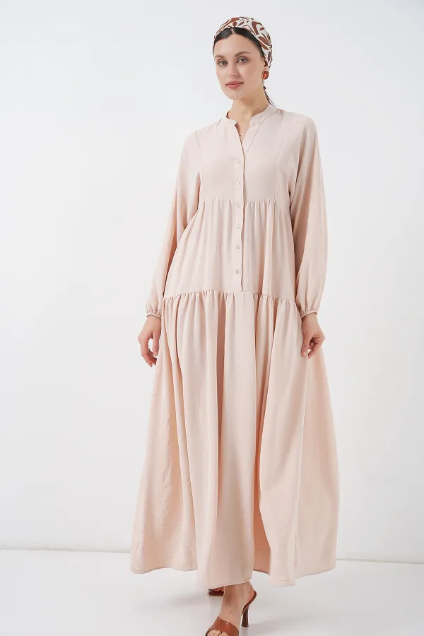 2527 Women's Long Hijab Dress - Beige 2527 Women's Long Hijab Dress - Beige