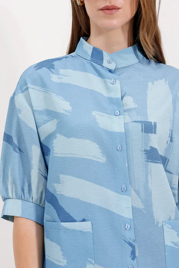 Chemise oversize à motifs 20226 - Bleue