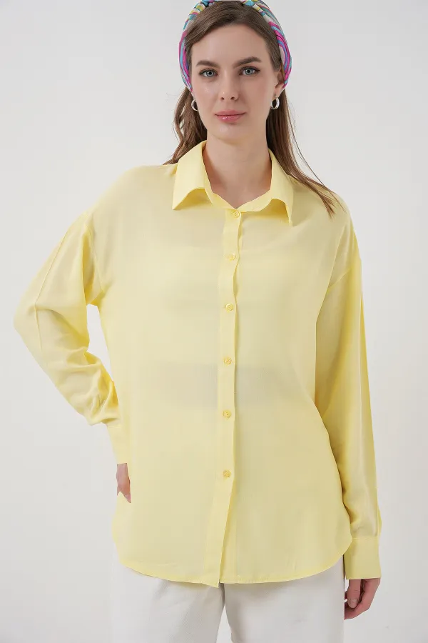 Chemise oversize en viscose pour femme 3785 - Jaune