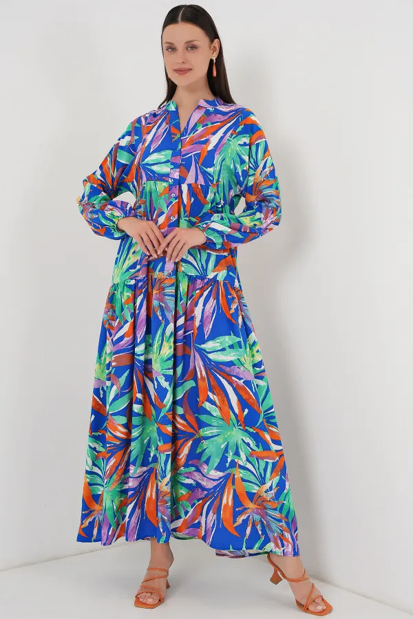 Robe hijab à motifs authentiques 2423 - Bleu marine, taille 10