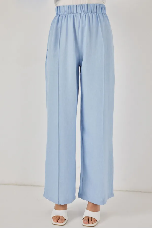 Kadın Keten Kimono İkili Takım 6727 - Mavi