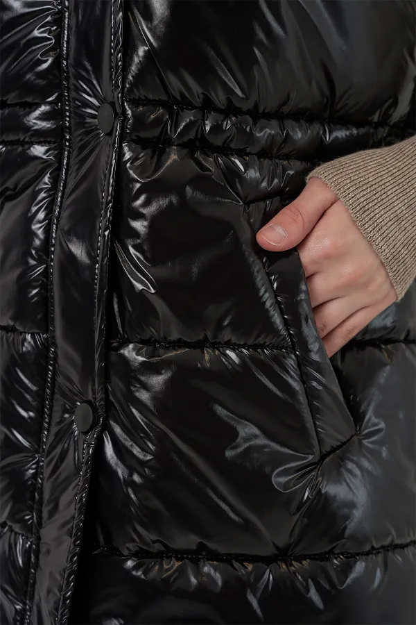 Kadın Parlak Şişme Yelek 5218 - Siyah