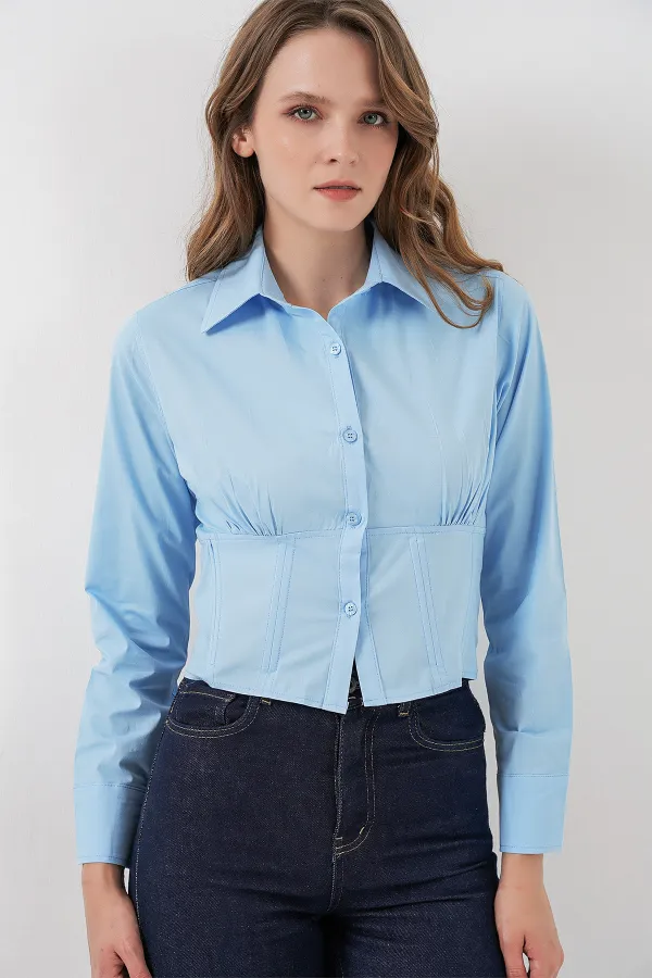 Chemise en popeline coupe ajustée 20231 - Bleue