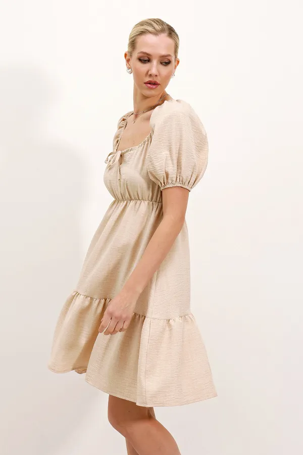 Robe évasée en popeline 2351 - Crème