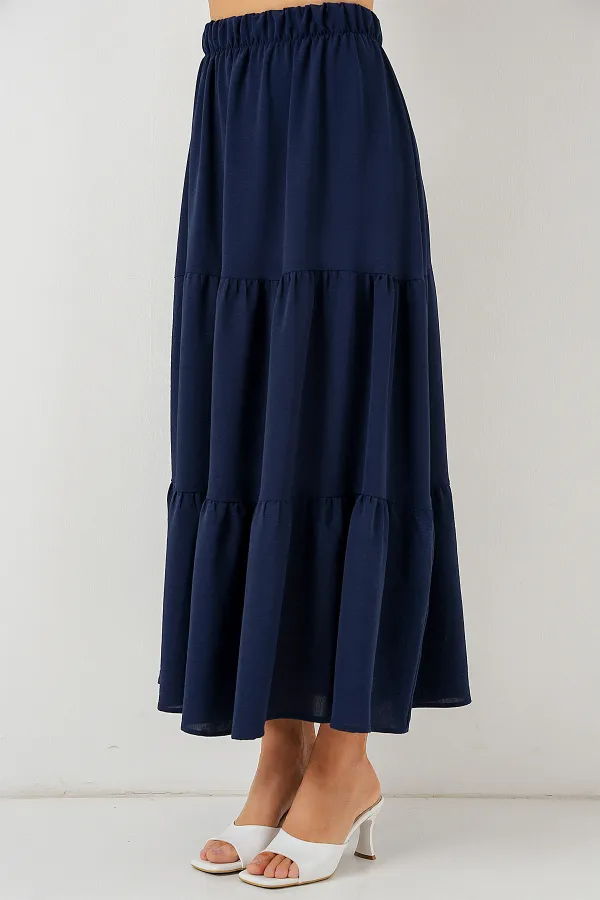 Women's Ayrobin Long Skirt 8048 - Navy Blue