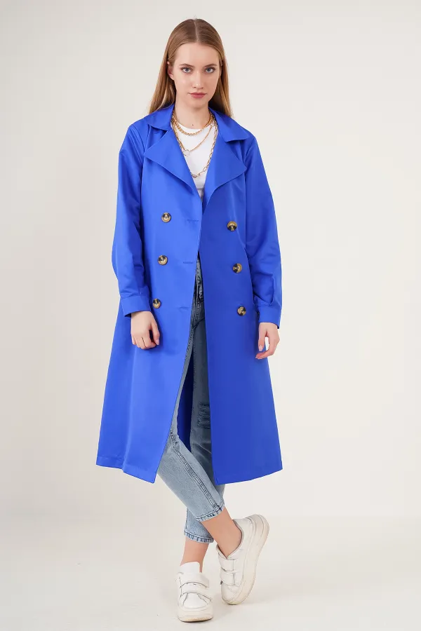 5853 Double-breasted Trench Coat - Saxe