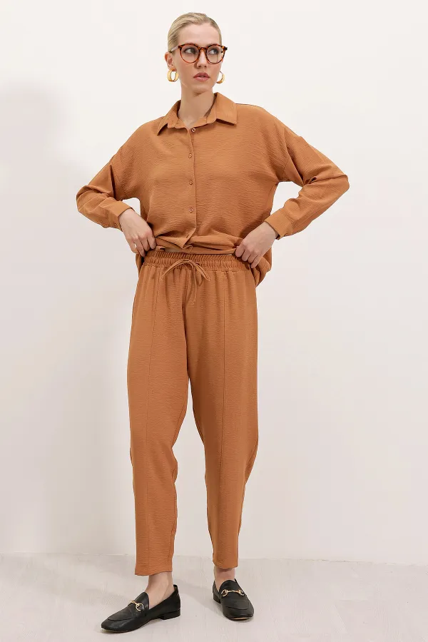 6593 Oversize Two Piece Suit - Tan
