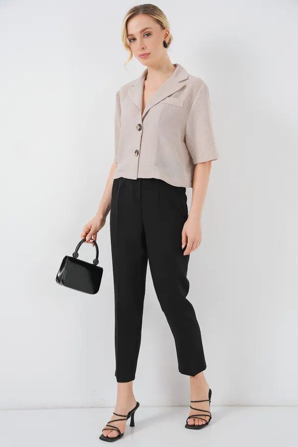 Veste courte en lin 0706 - Beige