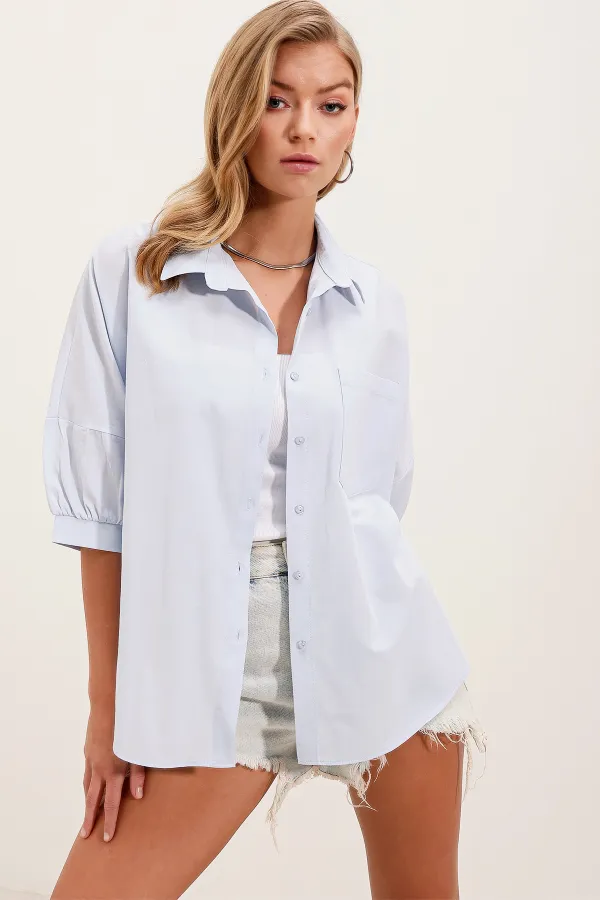 Chemise basique oversize à manches courtes 20213 - Bleu ciel