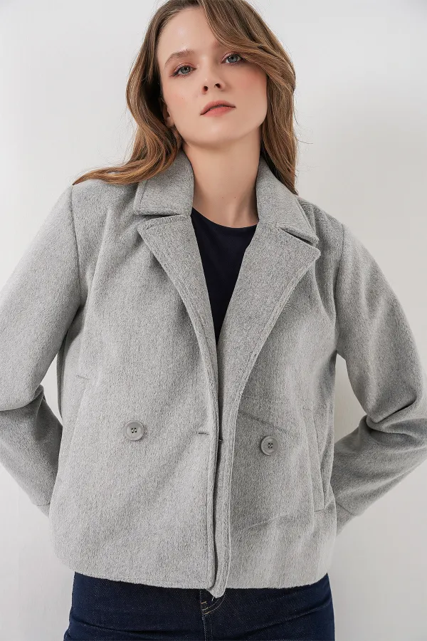 Veste en cachemire pour femme 0725 - Gris clair