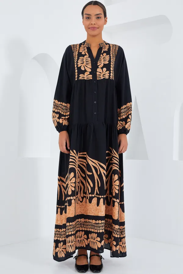 Robe hijab en viscose noire effet vison pour femme 2423