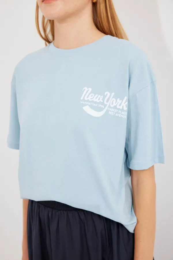 T-shirt basique imprimé 4318 - Bleu