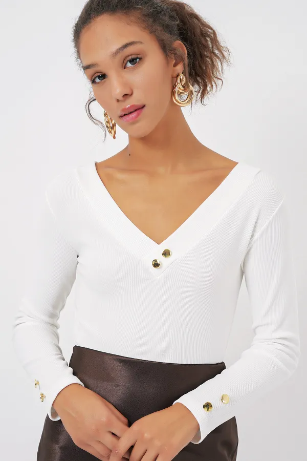 923 Long Sleeve Bodysuit - White