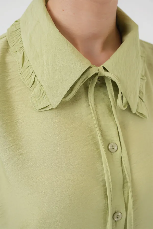 Fırfırlı Uzun Gömlek Tunik 5952 - Çağla