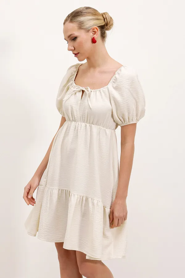 Robe évasée en popeline 2351 - Écru