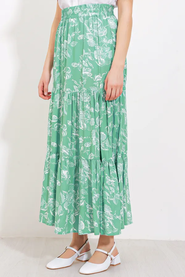 Women's Long Viscose Skirt with Almond Pattern 1898