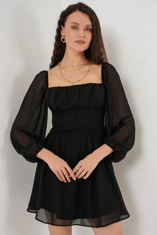 Robe mini en tulle pour femme 2514 - Noir