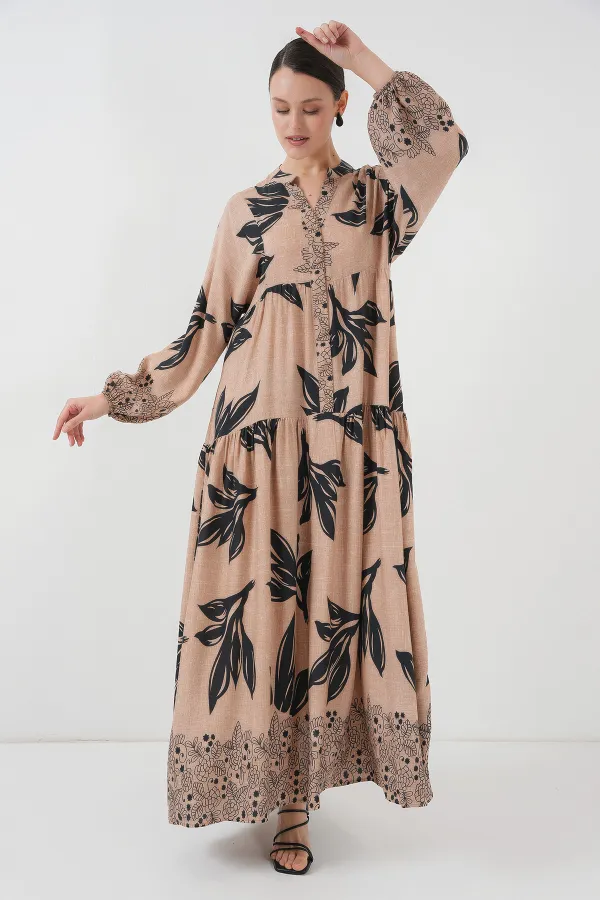 2423 Authentic Patterned Hijab Dress - D.Vizon