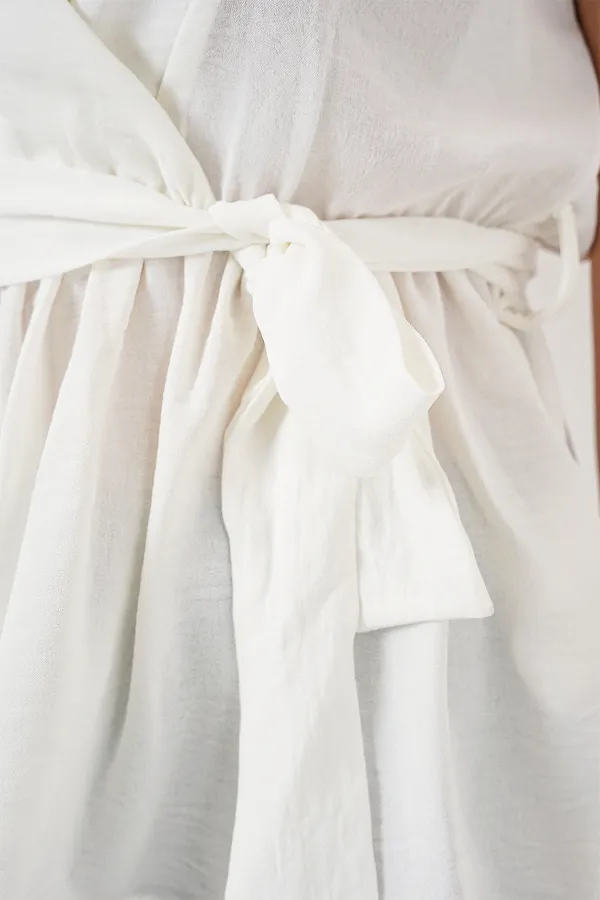 Kadın Kruvaze Yaka Kolsuz Bluz 966 - Beyaz