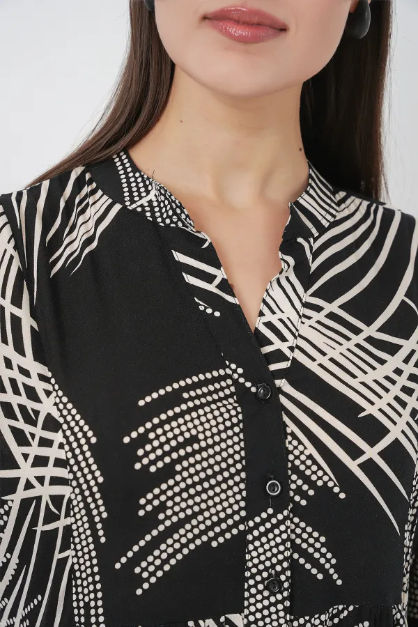 Robe longue hijab à motifs pour femme 2585 - Noir (taille M)