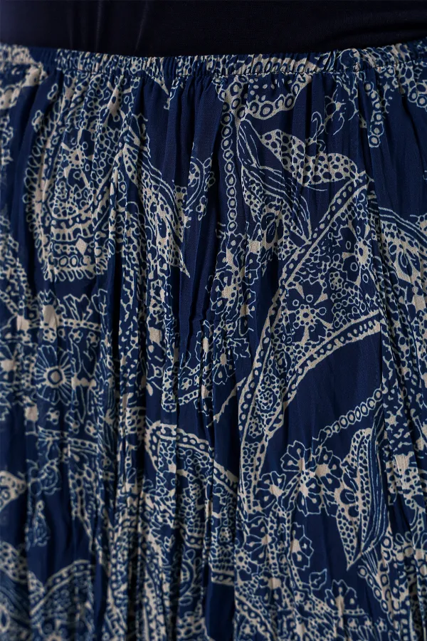 Jupe asymétrique en tulle et mousseline pour femme 8061 - Bleu marine