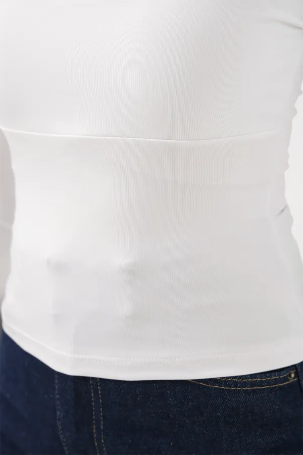 Kadın Kare Yaka Slim Fit Bluz 986 - Beyaz