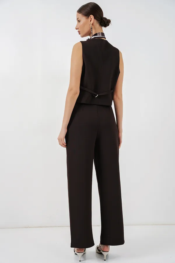 Women's Vest and Trousers Two-Piece Set 30091 - Brown