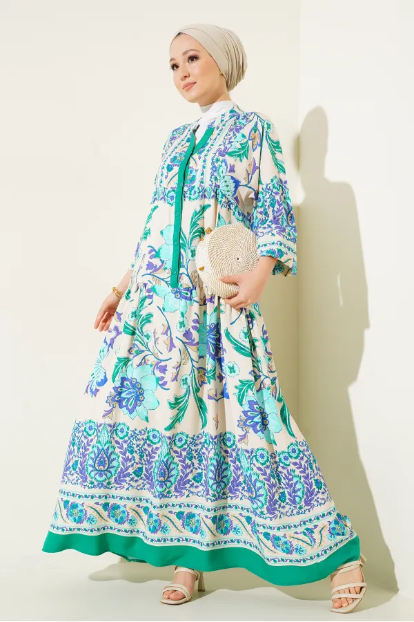 Robe hijab à motifs authentiques 2423 - M. Green