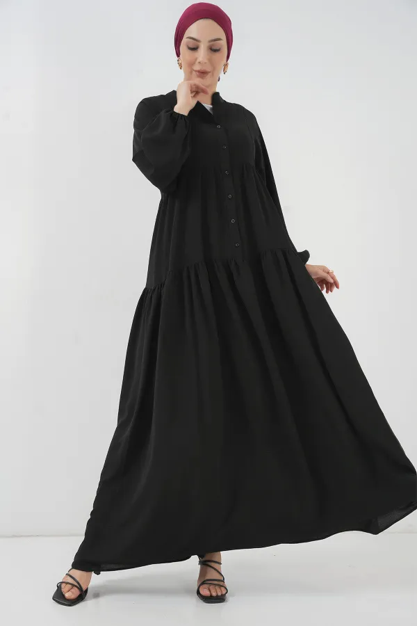 2527 Women's Long Hijab Dress - Black