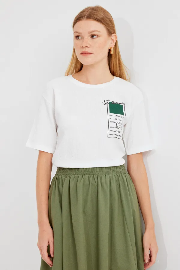 T-shirt basique en maille imprimée 911 - Vert