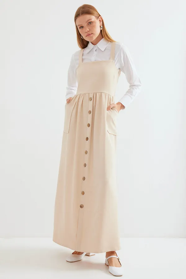 2490 Long Overall Dress - Cream