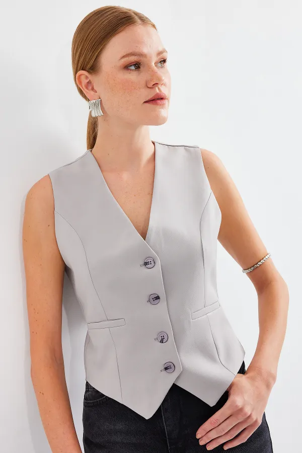 6796 Short Woven Vest - Gray