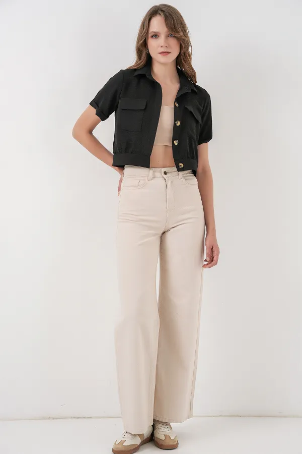 0663 Crop Ceket - Siyah