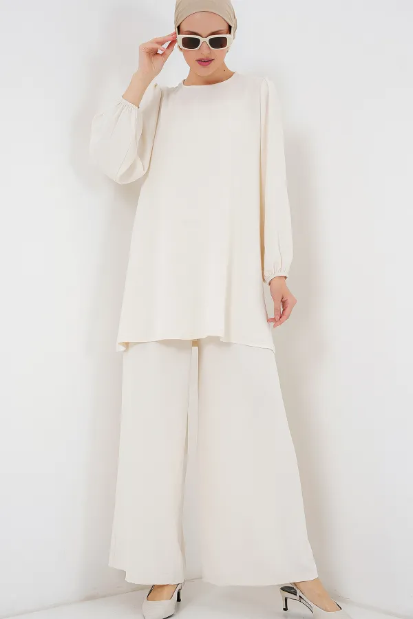 Ayrobin Tunik Pantolon Alt Üst Takım 6712 - Ekru