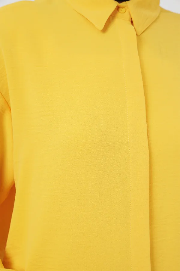 Kadın Uzun Gömlek Tunik 5945 - Sarı