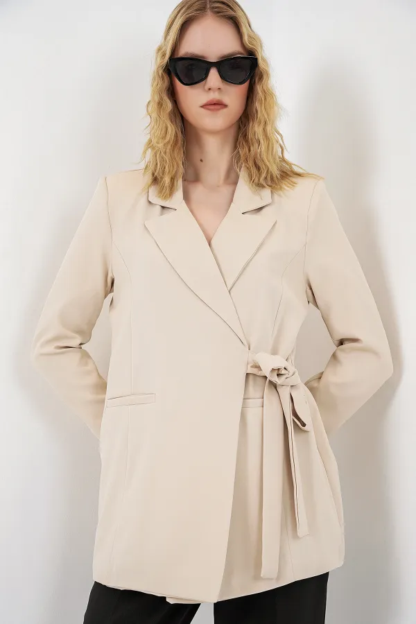Women's Side-Tie Blazer Jacket 0750 - Beige