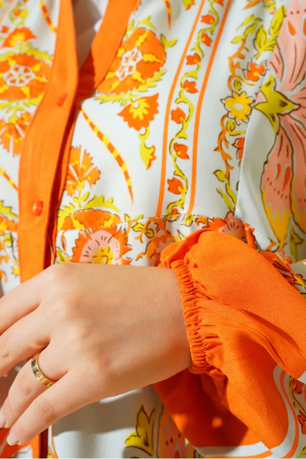 Robe hijab authentique à motifs 2423 - Jaune