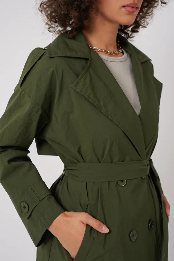 5936 Double-breasted Trench Coat - Khaki
