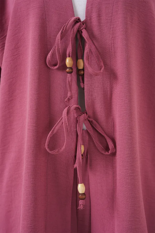 Ensemble kimono et pantalon Ayrobin pour femme, deux pièces, réf. 6739 - Rose poudré