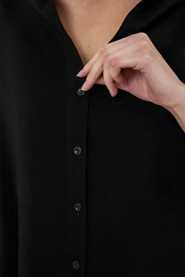 Chemise oversize à manches courtes pour femme 20315 - Noire