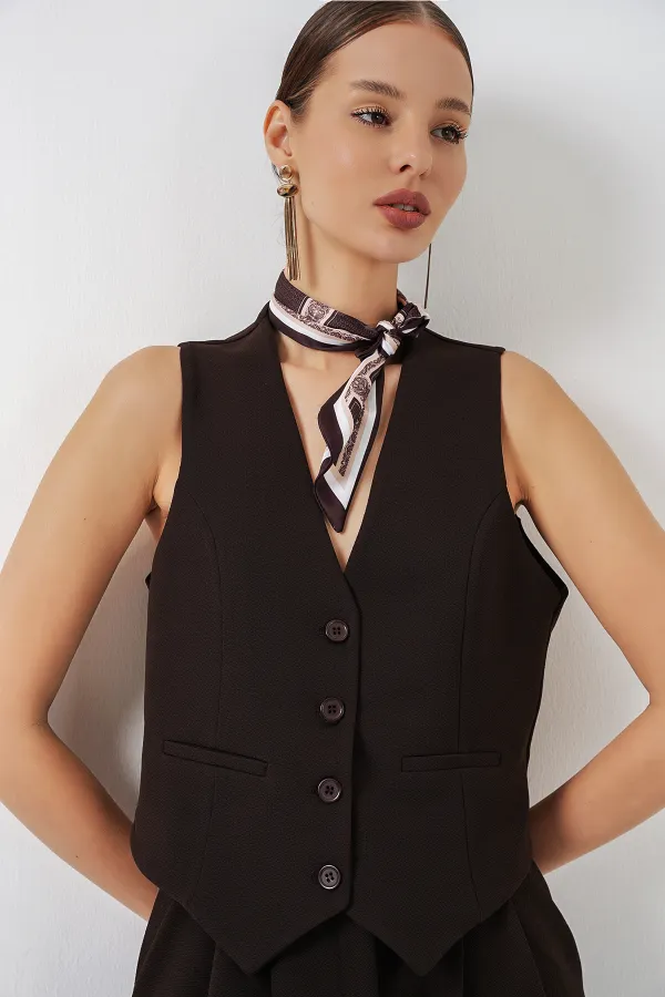 Women's Vest and Trousers Two-Piece Set 30091 - Brown