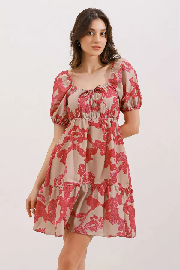 Robe évasée en popeline 2351 - Fuchsia clair