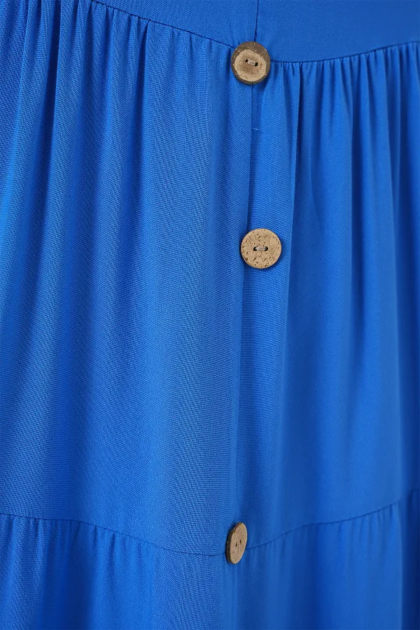 Women's Sleeveless Buttoned Short Dress 2571 - Navy Blue