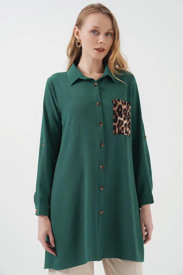 Tunique-chemise à poches 5851 - Vert émeraude