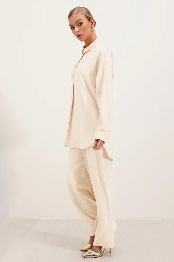 6631 Oversize Alt-Üst Takım - Ekru