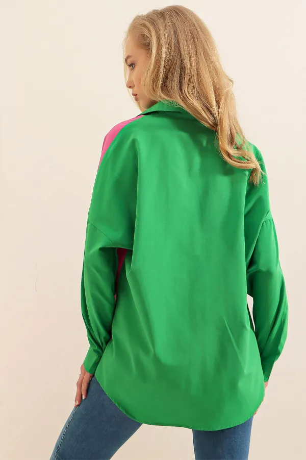 20116 Block Color Shirt - Green